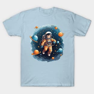 Colorful Astronaut in Space #12 T-Shirt